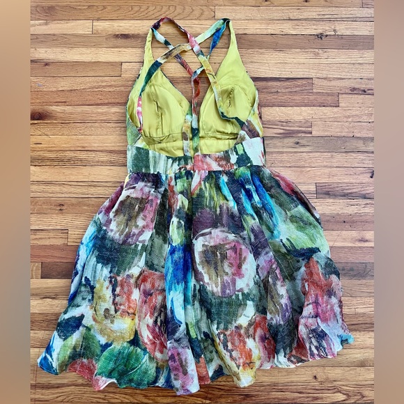 COPY - Nicole Miller floral print linen silk dress size 6 - Picture 3 of 7